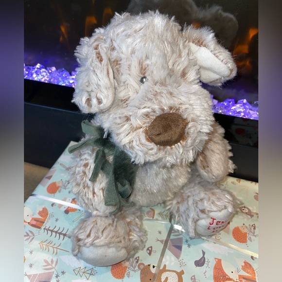 Fiesta Plush Sitting Dog 12 Inch Tan Stuffed Animal Jesus Loves Me Soft Kids Toy - Picture 3 of 11